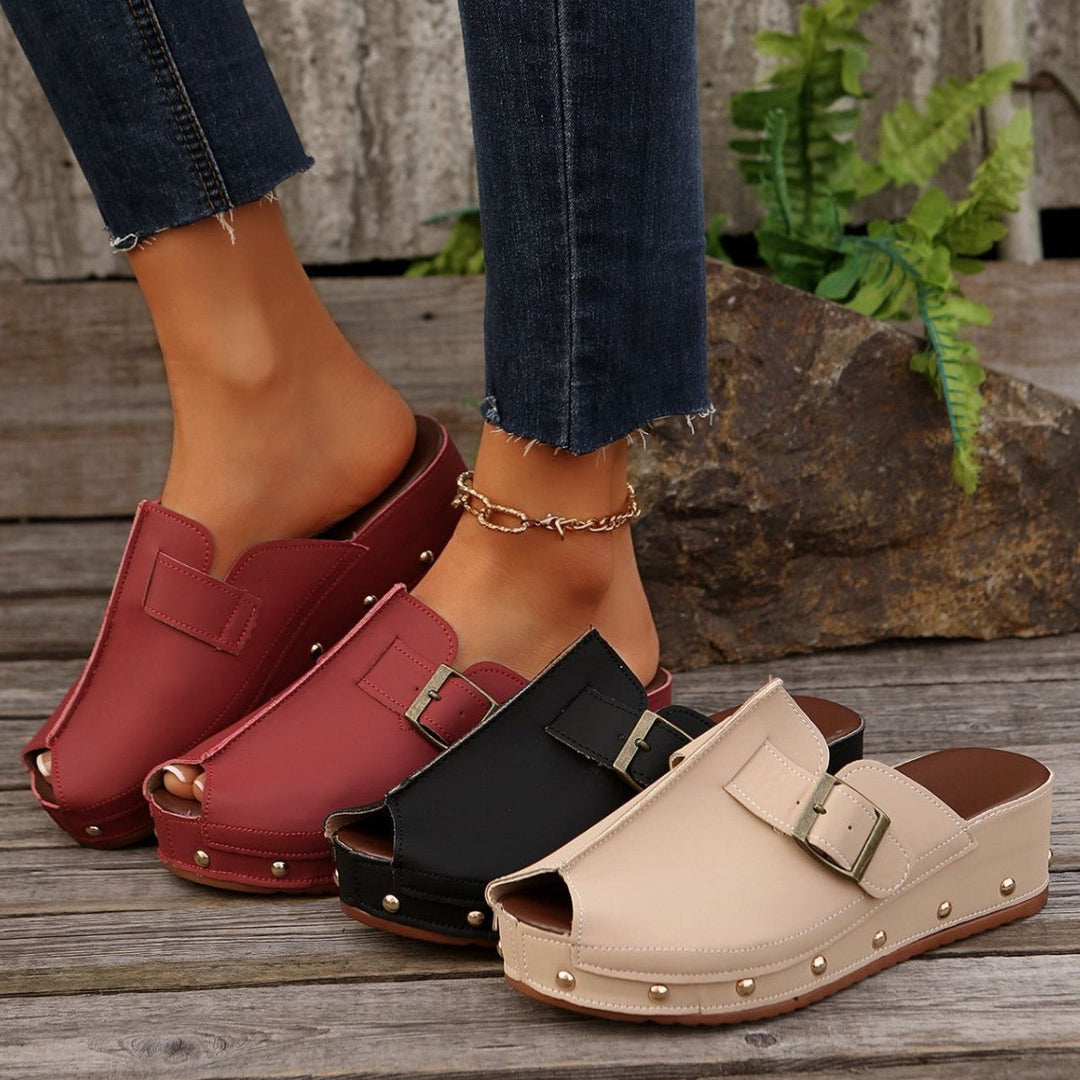 Damen Clogs mit modischem Schnallen-Design und trendiger Metallverzierung Drune