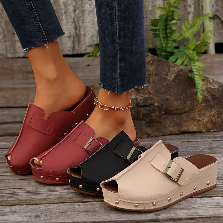 Damen Clogs mit modischem Schnallen-Design und trendiger Metallverzierung Drune