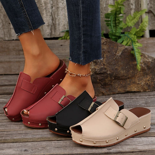 Damen Clogs mit modischem Schnallen-Design und trendiger Metallverzierung Drune