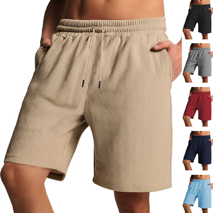 Herren nan Frottee-Shorts mit Fischgrätstruktur, elastischem Kordelbund und Seitentaschen Drune