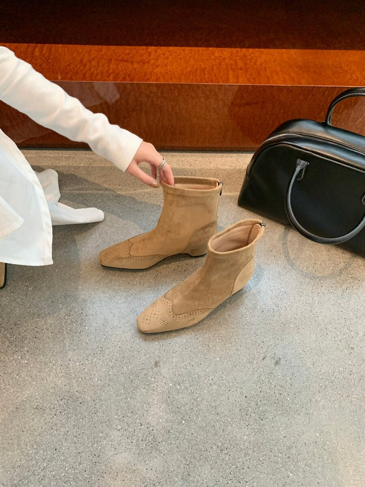 Damen Elegante und bequeme Stiefeletten mit Blockabsatz Drune