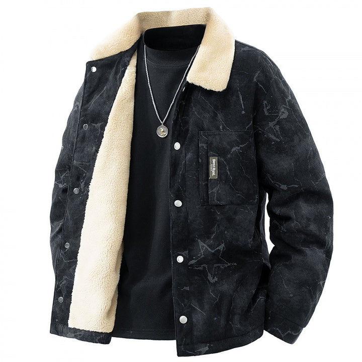 Herren Stylisches Cordjacke mit Teddyfutter Drune