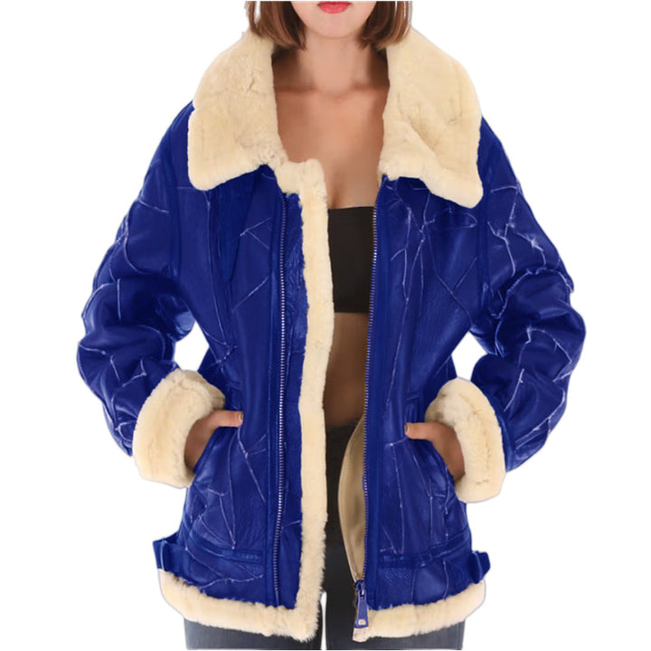 Damen Lammfelljacke mit weichem Innenfutter und klassischem Kragen Drune