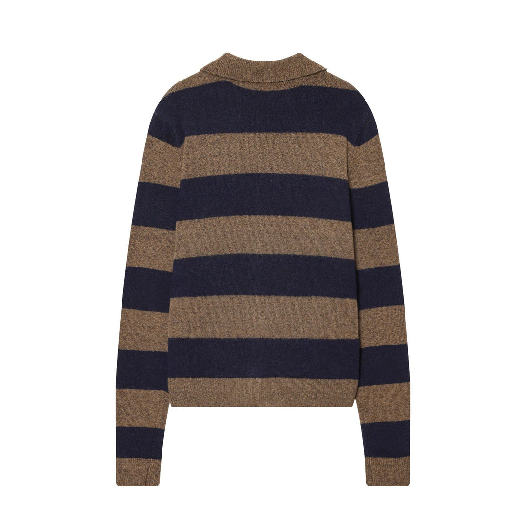 Damen nan gestreifte Strickjacke mit Hemdkragen, Knopfleiste und kastiger Passform Drune