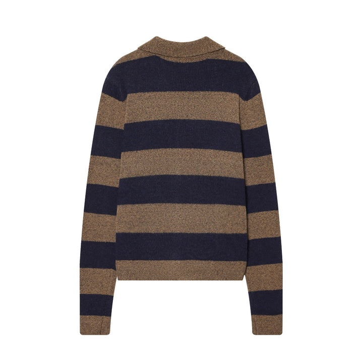 Damen nan gestreifte Strickjacke mit Hemdkragen, Knopfleiste und kastiger Passform Drune