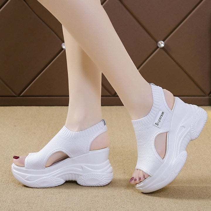 Damen nan Plateau-Sandalen mit elastischem Strickschaft und sportlicher Profilsohle Drune