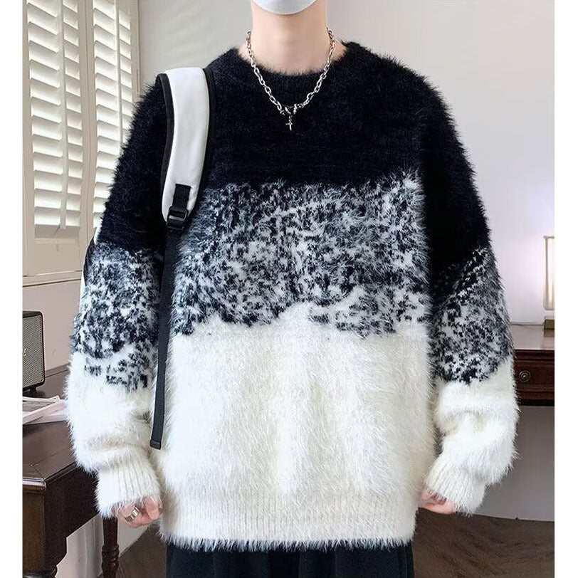 Damen Gemütlicher Rundhals Pullover aus Flauschigem Material Drune