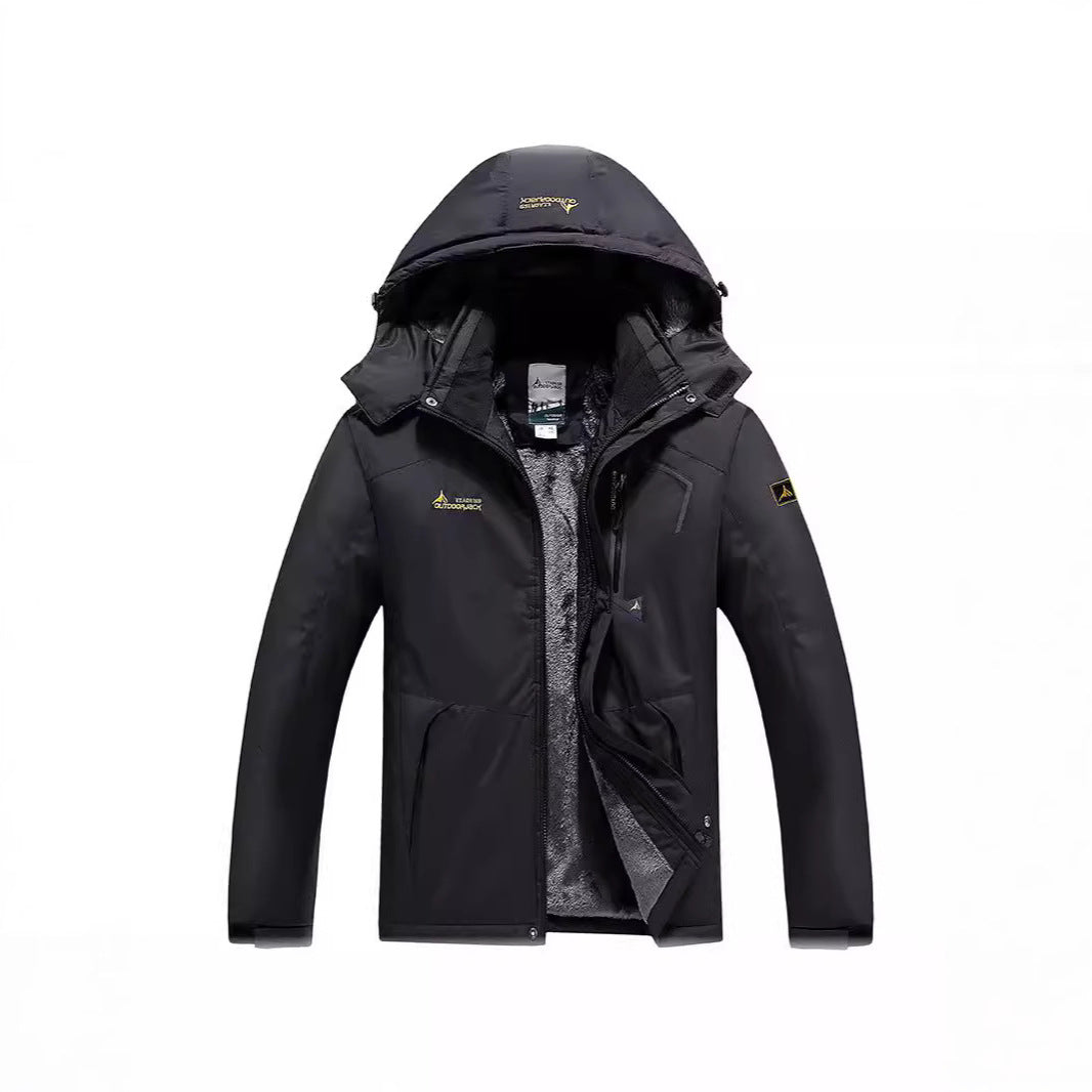 Herren Wasser- und winddichte Softshell-Outdoorjacke mit Teddyfleece-Innenfutter und Kapuze Drune
