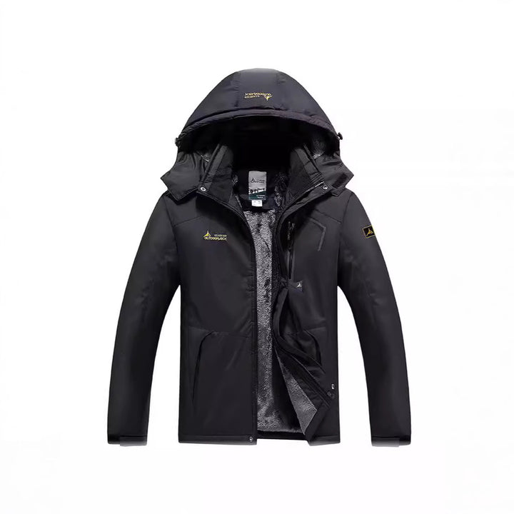 Herren Wasser- und winddichte Softshell-Outdoorjacke mit Teddyfleece-Innenfutter und Kapuze Drune
