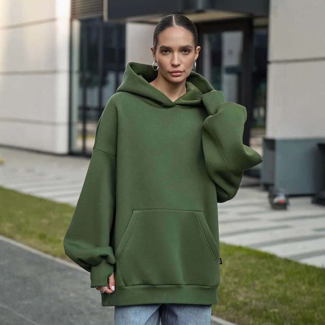 Damen Oversized Kapuzenpullover mit extra weitem Schnitt und Kängurutasche Drune