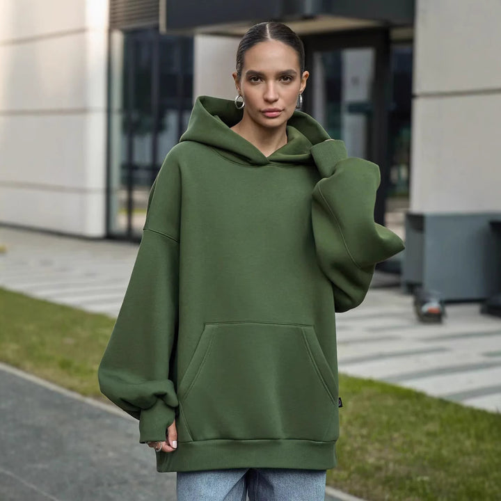 Damen Oversized Kapuzenpullover mit extra weitem Schnitt und Kängurutasche Drune
