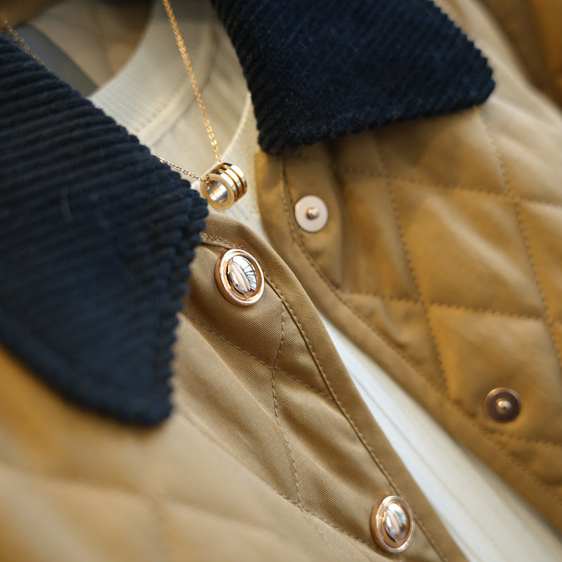 Damen Modische Steppjacke mit klassischem Kragen Drune