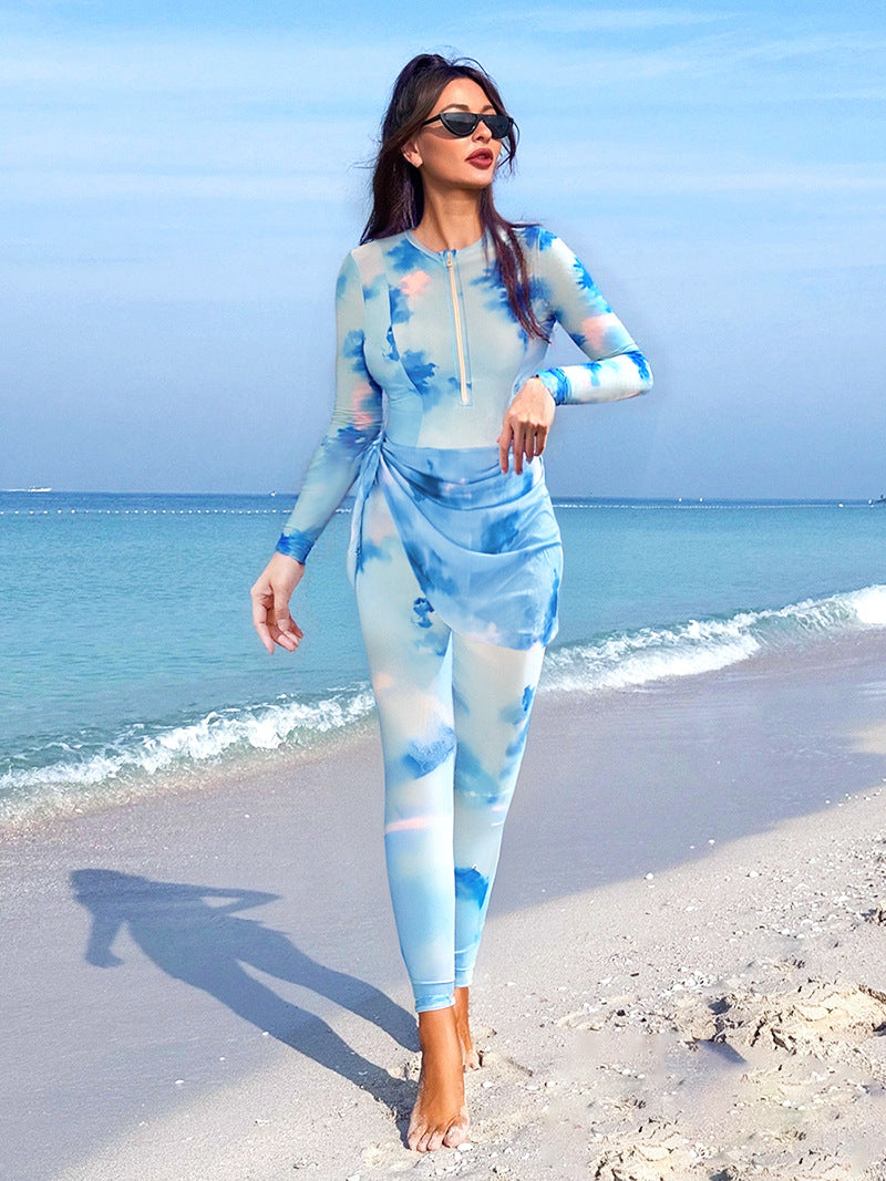 Damen Langarm-Schwimmanzug mit trendigem Wickeldesign Drune