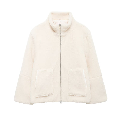 Damen Kuschelige Fleecejacke mit hohe Kragen und praktischen Taschen Drune