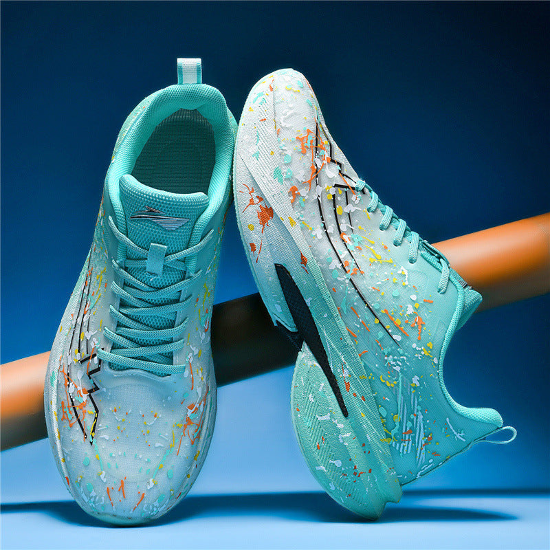 Unisex künstlerische Laufsneaker mit Spritzlack‑Design, reaktiver Hohlkern‑Dämpfung und Drehverschluss Drune