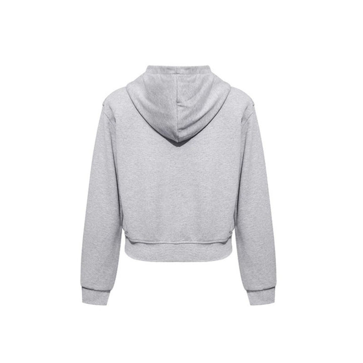 Damen Kurze taillierte Kapuzen-Sweatjacke mit Zwei-Wege-Reißverschluss und Eingrifftaschen Drune