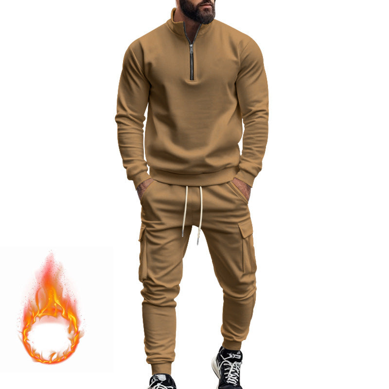 Herren nan sportlicher Cargo-Jogginganzug mit Troyerkragen Drune