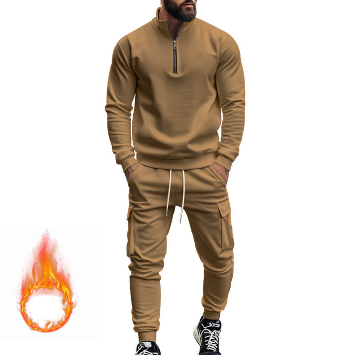 Herren nan sportlicher Cargo-Jogginganzug mit Troyerkragen Drune