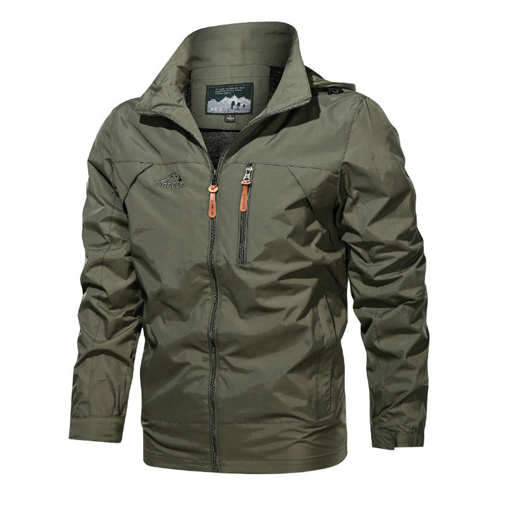 Herren nan leichte wasserabweisende Softshell Outdoorjacke mit Kapuze Brusttasche Drune