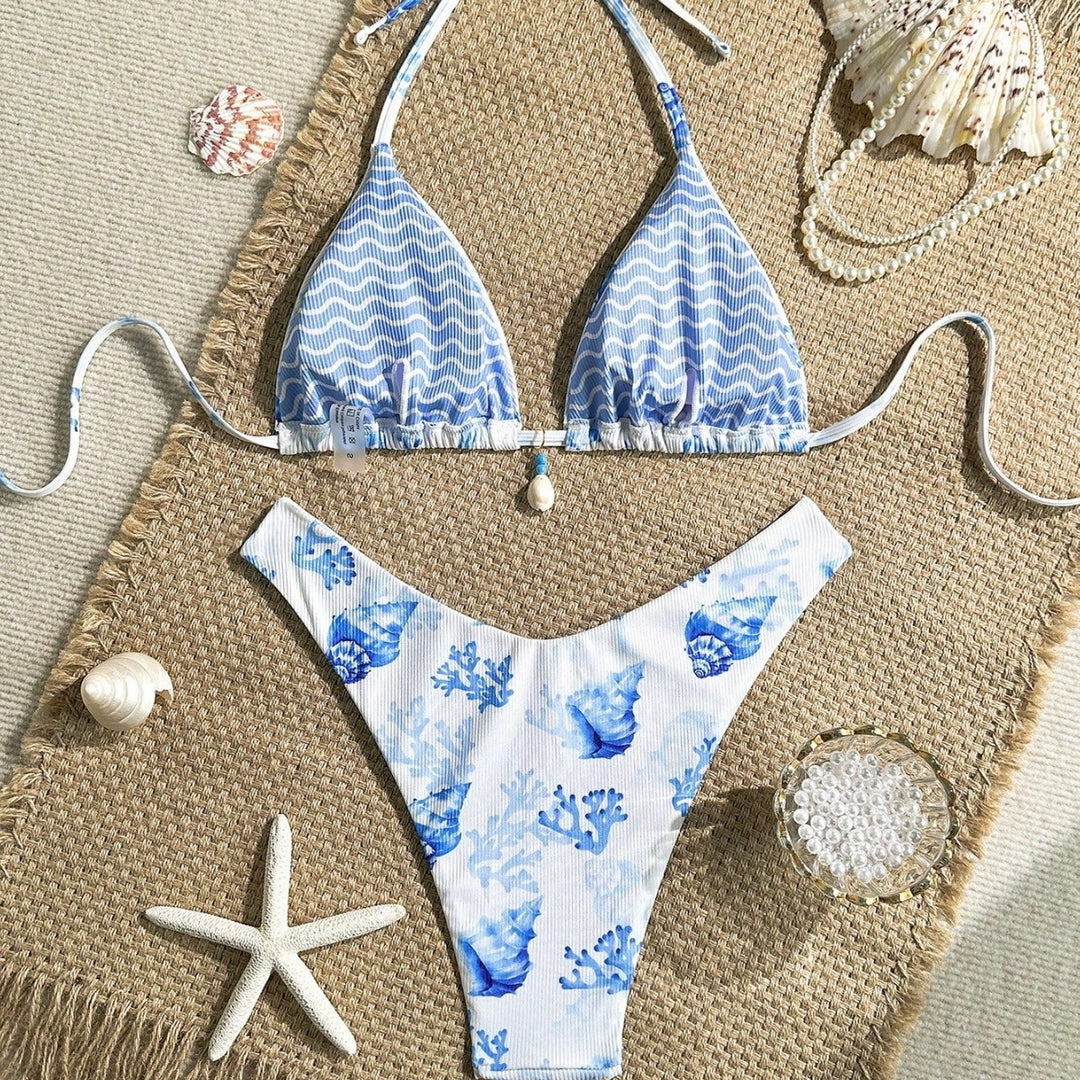 Damen Triangel-Bikini mit maritimer Muscheldekoration Drune