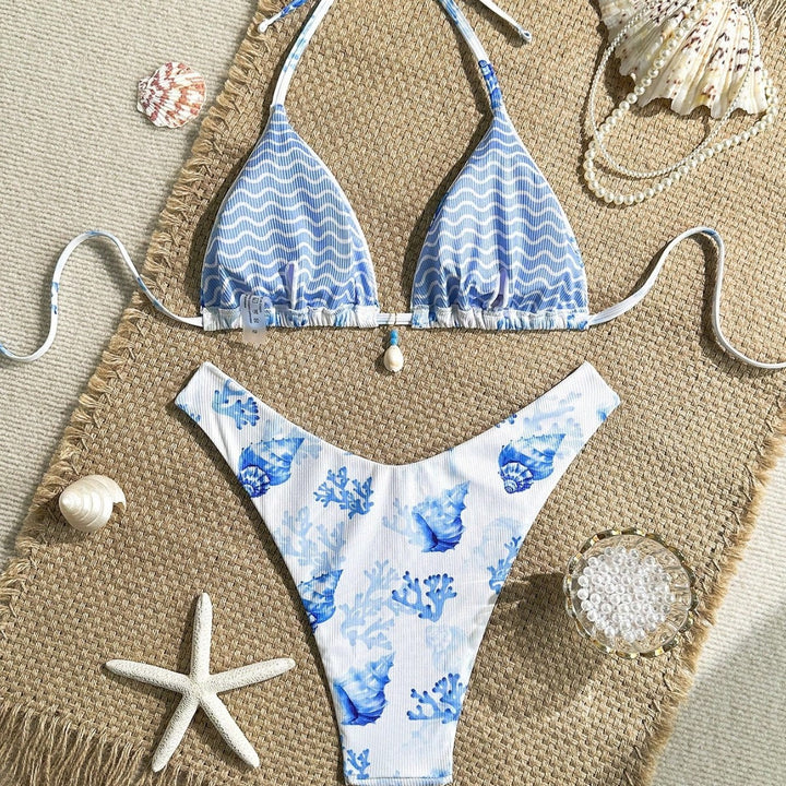 Damen Triangel-Bikini mit maritimer Muscheldekoration Drune
