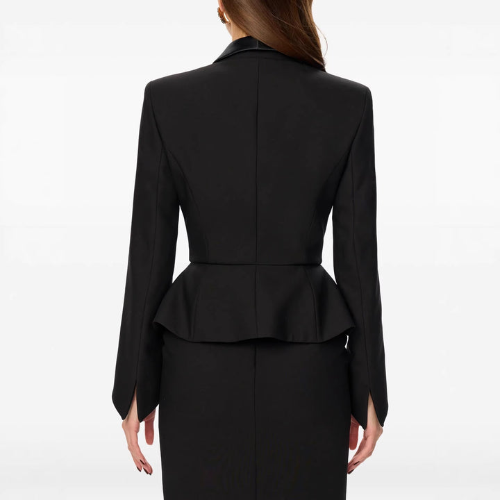 Damen Taillierter Blazer mit Schößchen Satin‑Schalkragen und schlanker Silhouette Drune