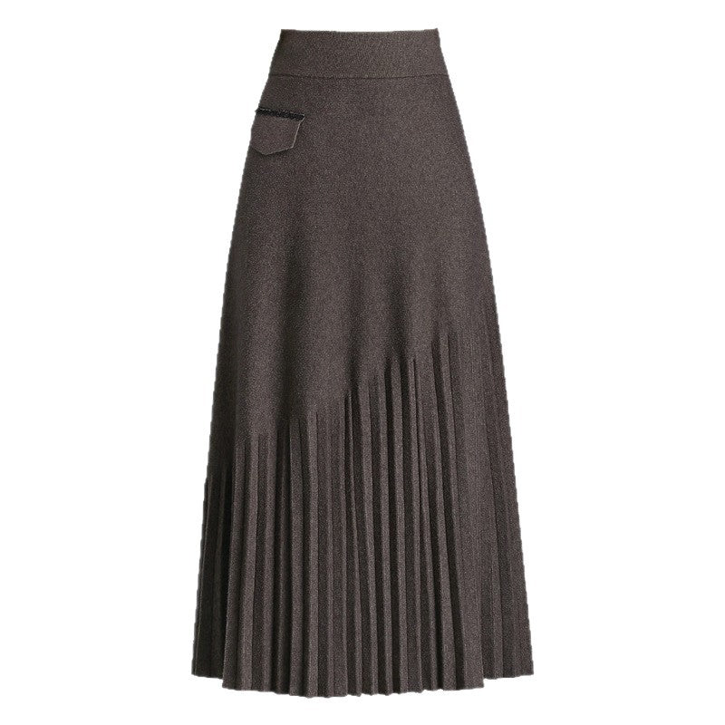Damen Eleganter Plissierter Maxirock Drune