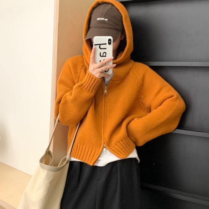 Damen Kuscheliger Hoodie-Cardigan mit Reißverschluss und großen Taschen Drune