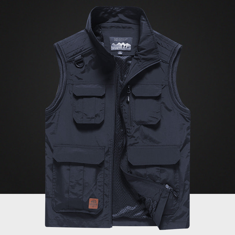 Herren Multifunktionale Outdoorweste mit atmungsaktivem Mesh‑Futter und Mehrfachtaschen Drune