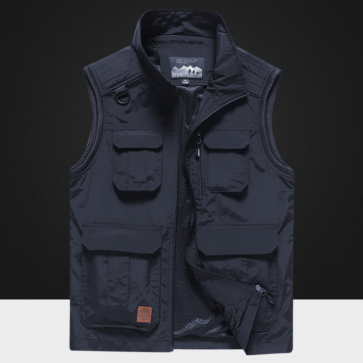 Herren Multifunktionale Outdoorweste mit atmungsaktivem Mesh‑Futter und Mehrfachtaschen Drune