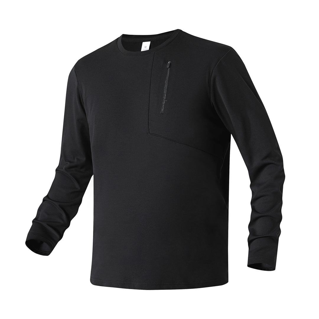 Herren Atmungsaktives Performance-Langarmshirt mit Brustreißverschlusstasche und ergonomischen Nähten Drune
