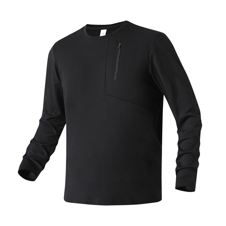 Herren Atmungsaktives Performance-Langarmshirt mit Brustreißverschlusstasche und ergonomischen Nähten Drune