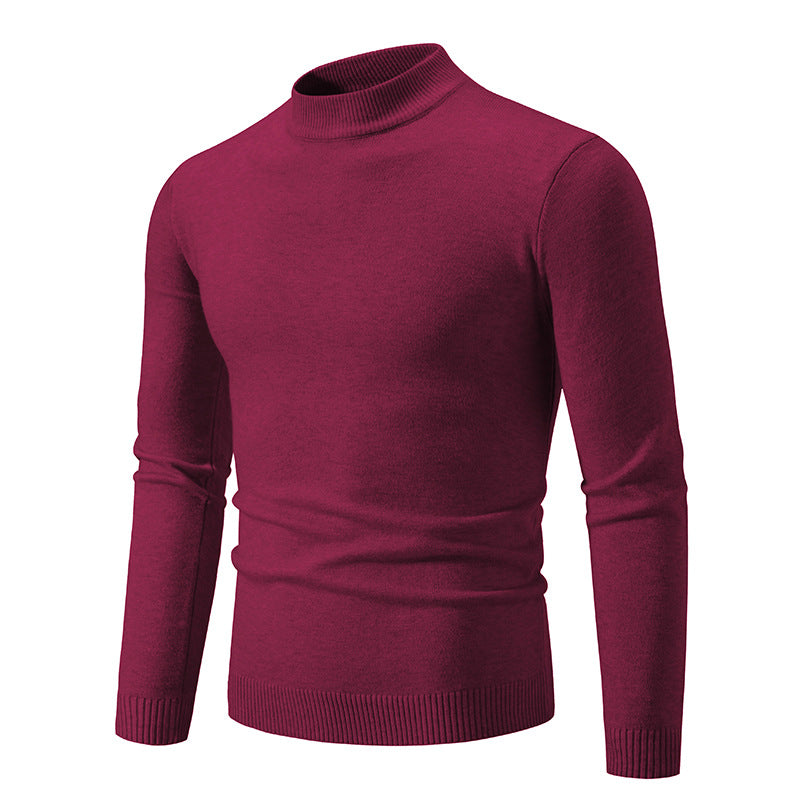 Herren Schmal geschnittener Feinstrick‑Mockneck‑Pullover mit geripptem Kragen und Saum Drune