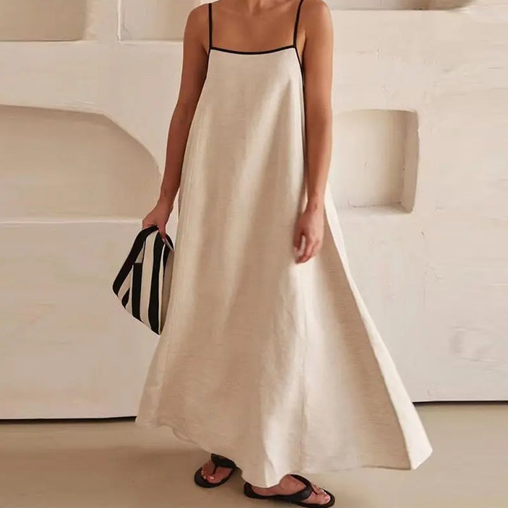 Damen Maxikleid mit lockerem Schnitt und verstellbaren Spaghettiträgern Drune