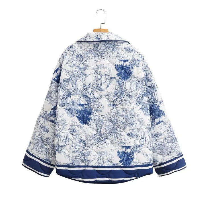 Damen nan leichte gesteppte Kurzjacke im Kimono‑Stil mit weitem Schalkragen, kontrastpaspel und aufgesetzten Taschen Drune