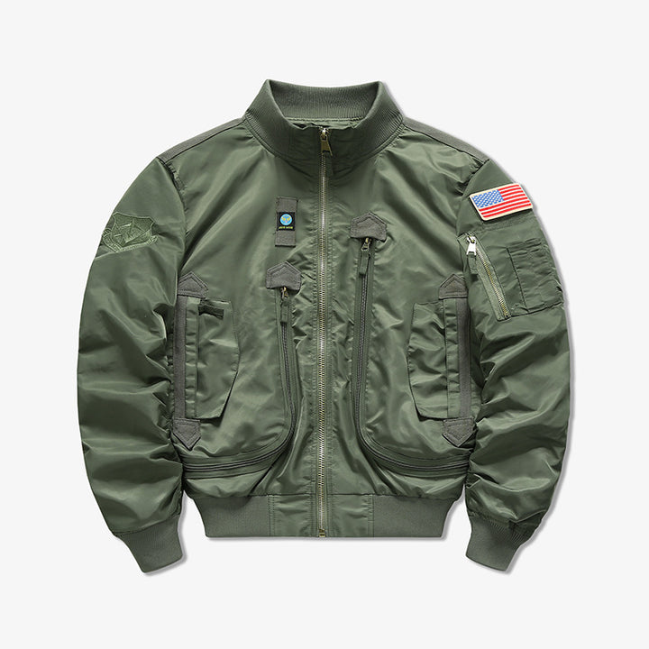 Herren Modische Bomberjacke mit Mehreren Taschen Drune