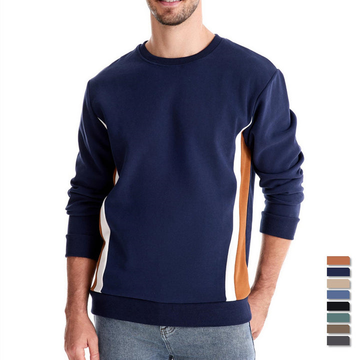Herren nan Rundhals-Sweatshirt aus Baumwollmix mit seitlicher Kontrastpaspel und schmaler Silhouette Drune
