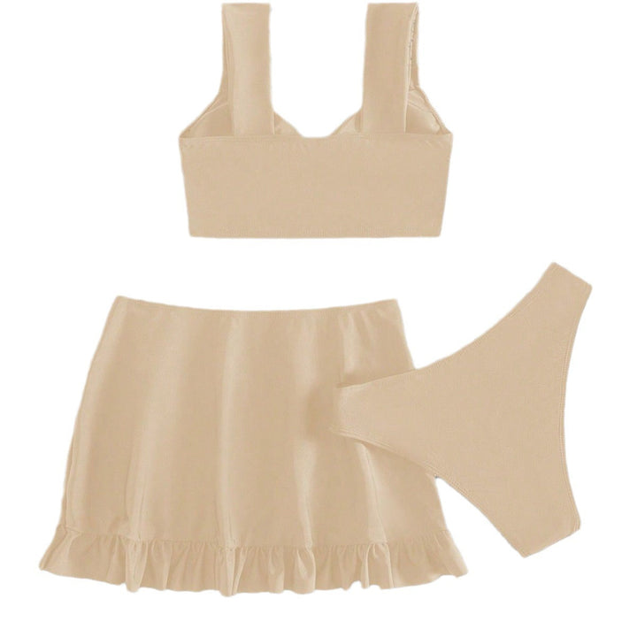 Damen Freizeit-Bikini-Set mit Wickelrock und stützenden Trägern Drune