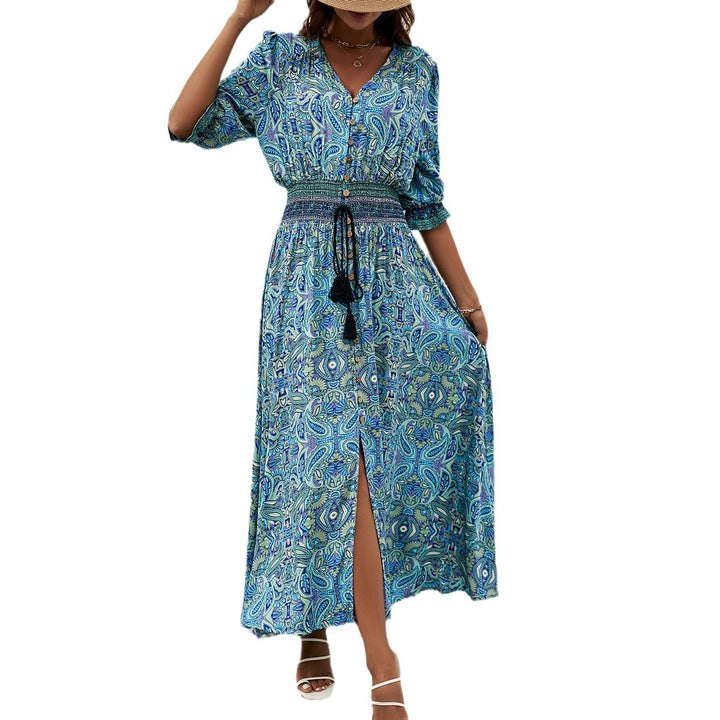 Damen Maxikleid mit detailliertem Tiel-Design Drune