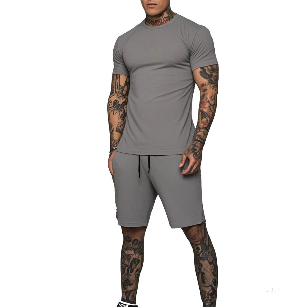 Herren Sportliches Kurzarm- und Shorts-Set mit kontrastierenden Details Drune