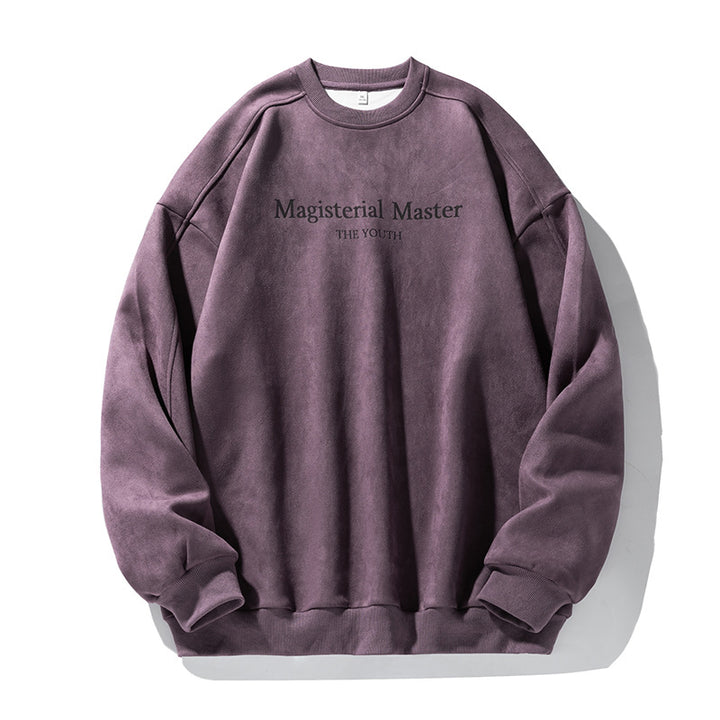 Unisex Oversize-Sweatshirt mit samtiger Fleece-Optik und tonalem Frontprint Drune