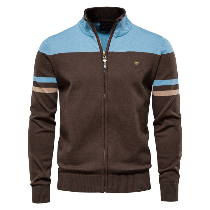 Herren sportliche Strickjacke mit hohem Kragen und Reißverschluss Drune