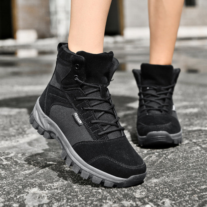 Damen Modische knöchelhohe Einsatz‑Stiefelette im Tactical‑Look mit griffiger Leichtprofilsohle Drune