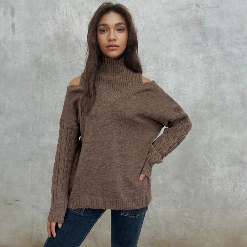 Damen Strickpullover mit abnehmbaren Schultern Drune