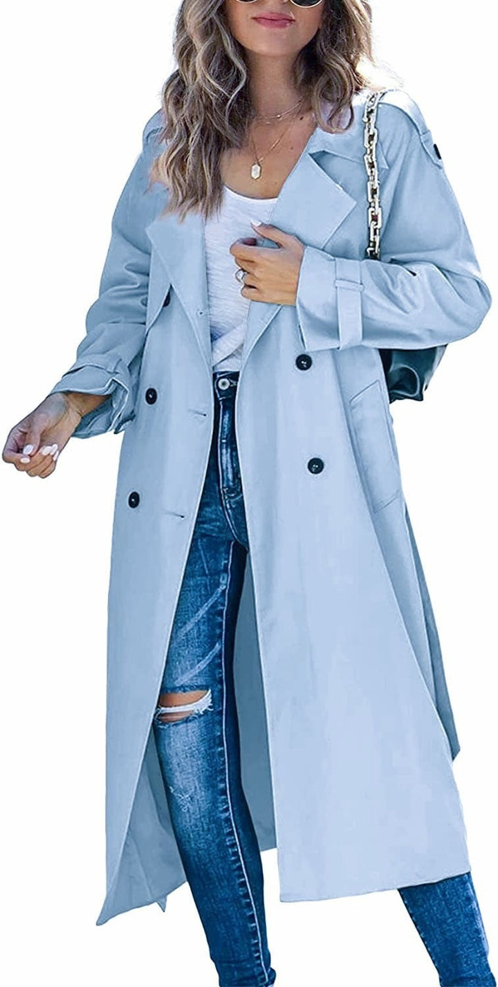 Damen Eleganter Trenchcoat im Oversize-Stil mit Taillengürtel Drune