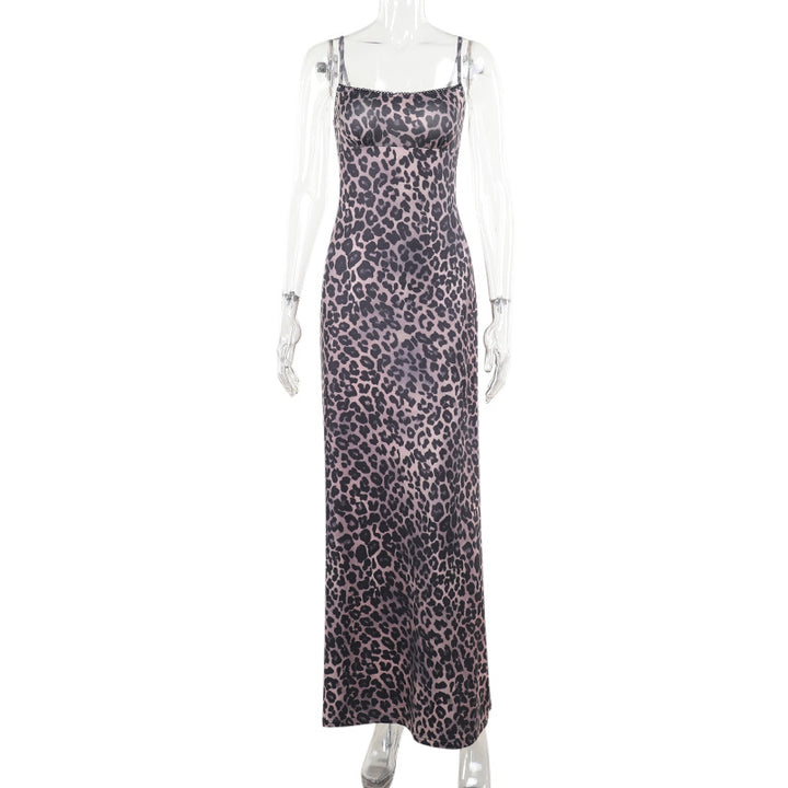Damen Maxikleid mit elegantem Animal-Print und schmalen Trägern Drune