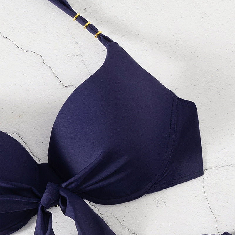 Damen Triangel-Bikini-Set mit verspielten Krawatten und floralem Design Drune
