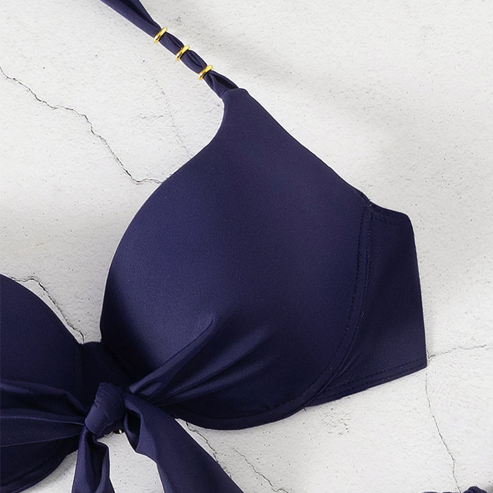 Damen Triangel-Bikini-Set mit verspielten Krawatten und floralem Design Drune