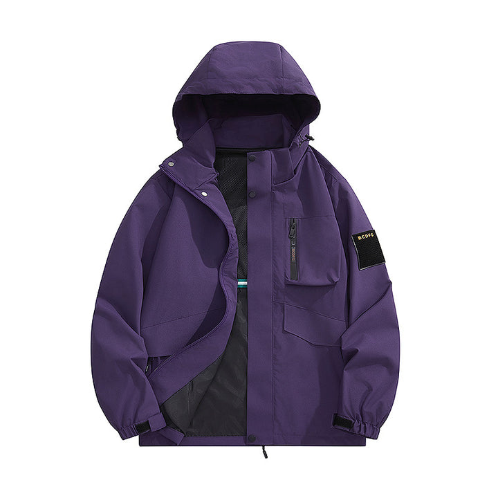 Herren multifunktionale Utility-Outdoorjacke mit Kapuze, verdeckten Taschenklappen und windabweisender Beschichtung Drune