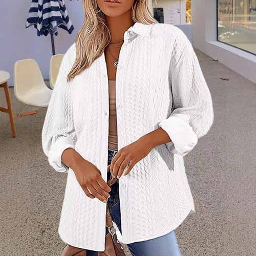 Damen Oversized Strickbluse mit modernem Zopfmuster Drune